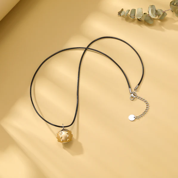 Black Stainless Steel Pulsed Magnetic Ball-Shaped Pendant.  Rotating Center, Elegant Modern Design, Helps to Reduce Stress, and Anxiety, Boosting Cellular Activity and Reducing Inflammation.