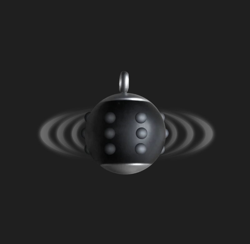 Black Stainless Steel Pulsed Magnetic Ball-Shaped Pendant.  Rotating Center, Elegant Modern Design, Helps to Reduce Stress, and Anxiety, Boosting Cellular Activity and Reducing Inflammation.